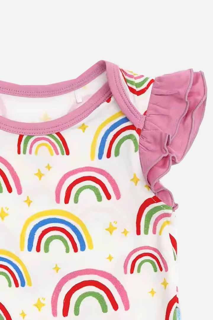 Sleeveless Ruffles Cotton Bamboo New Born Onesie Custom Printed Baby Rompers