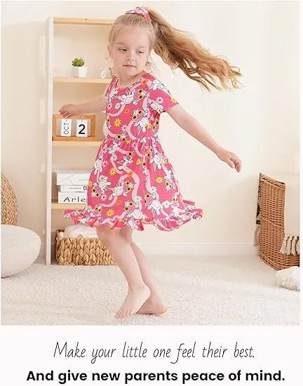 Toddler Girls Short Sleeve Summer Dress Bamboo Twirl Dress Wholesale