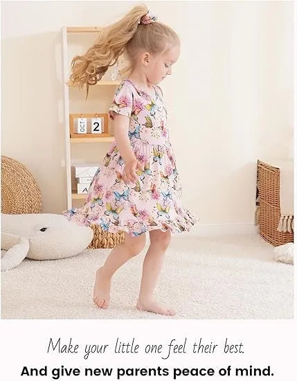 Custom Lovely Pattern Toddler Girls Short Sleeve Twirl Dress Vender