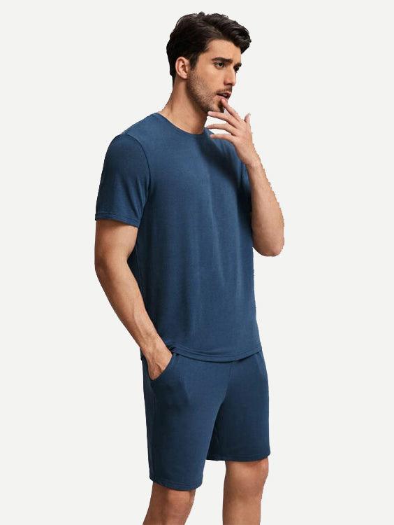 Classic Men Soft Bamboo Short Pj Sleepwear Pajamas Set