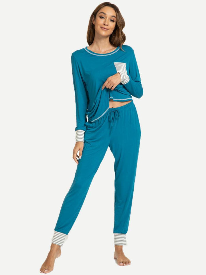 Bamboo Pajama Sets Factory Plaid Pocket Front Loungewears-31129062