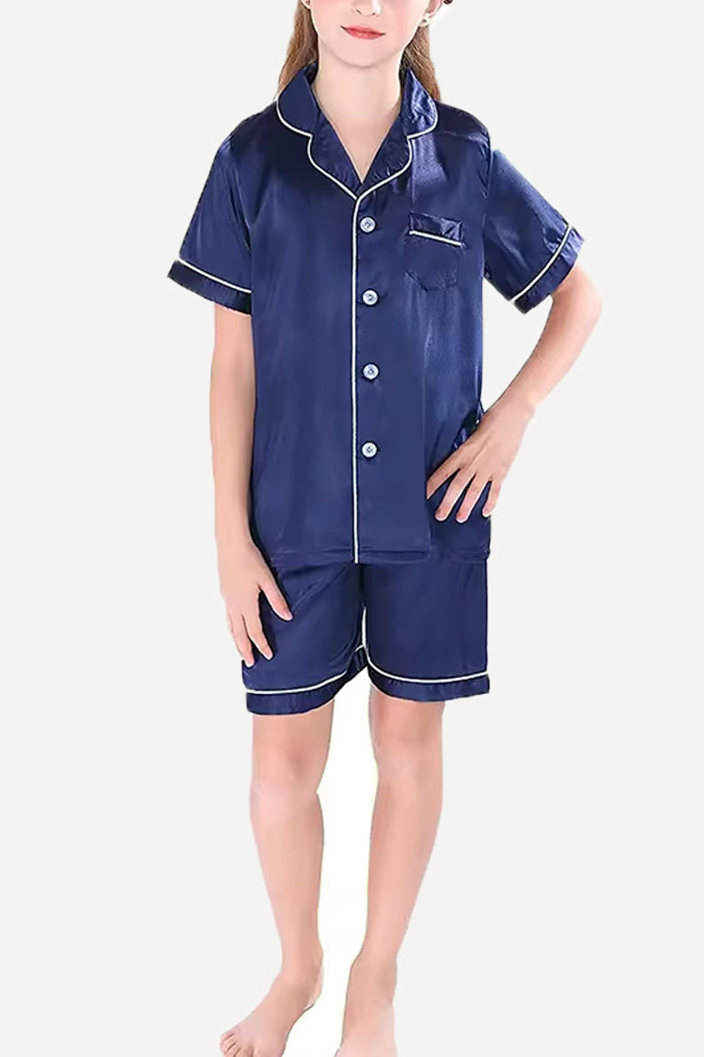 Two Pieces Short Pajamas Silk Pajama For Kids Customizable Manufacturer