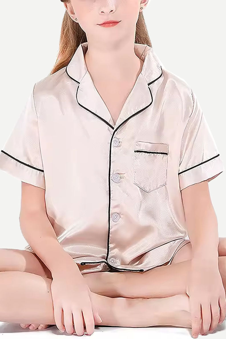Two Pieces Short Pajamas Silk Pajama For Kids Customizable Manufacturer
