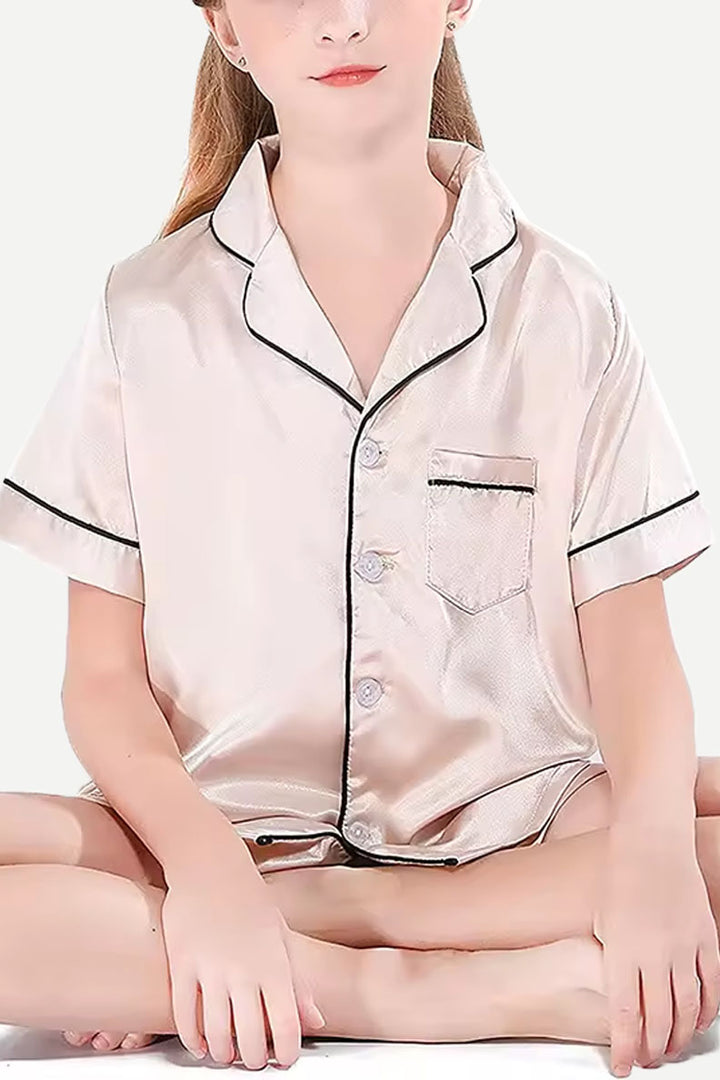 Two Pieces Short Pajamas Silk Pajama For Kids Customizable Manufacturer