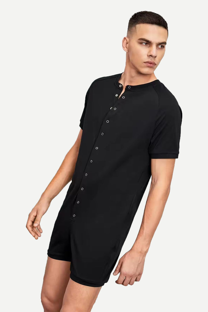 Button Front Wholesale Jumpsuits Cotton Onesie Pajamas For Men