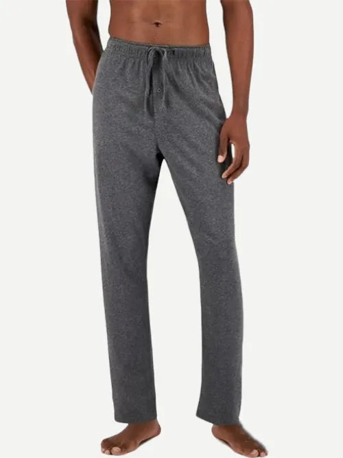 Wholesale Men's Piped Pajama Sets Linen Gray Long Sleeves Sleepwear
