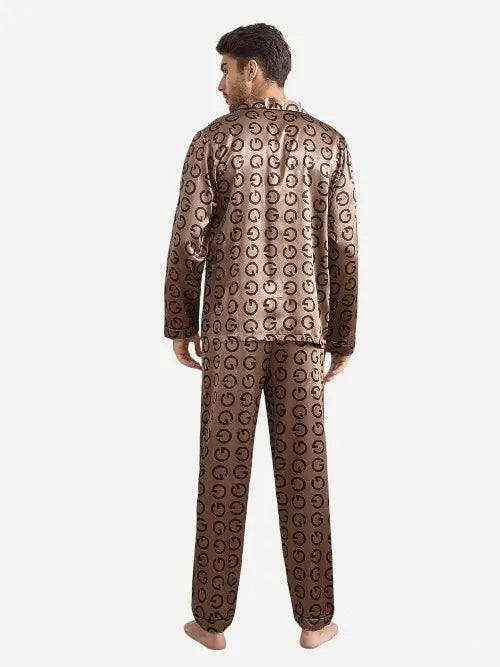 Bulk Long Sleeve Luxury Men's Sleepwear Men Silk Satin Pajamas