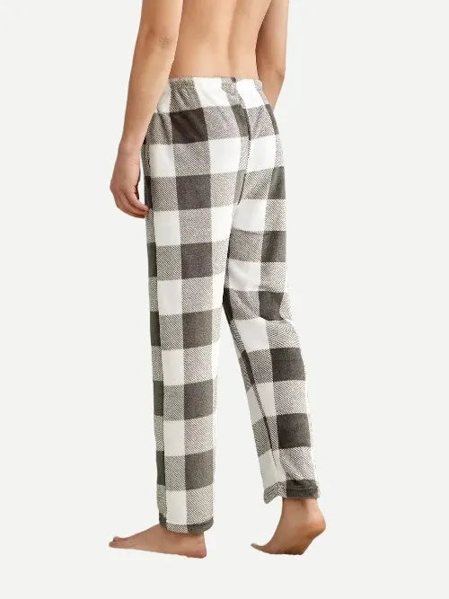 Mens Buffalo Plaid Print Cotton Pyjamas Flannel Man's Lounge Pants