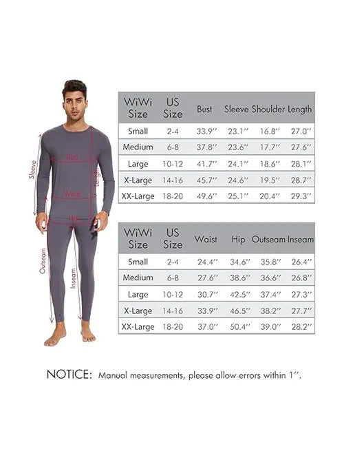 Men's Thermal Underwear Bamboo Long Pajama Warm Sets