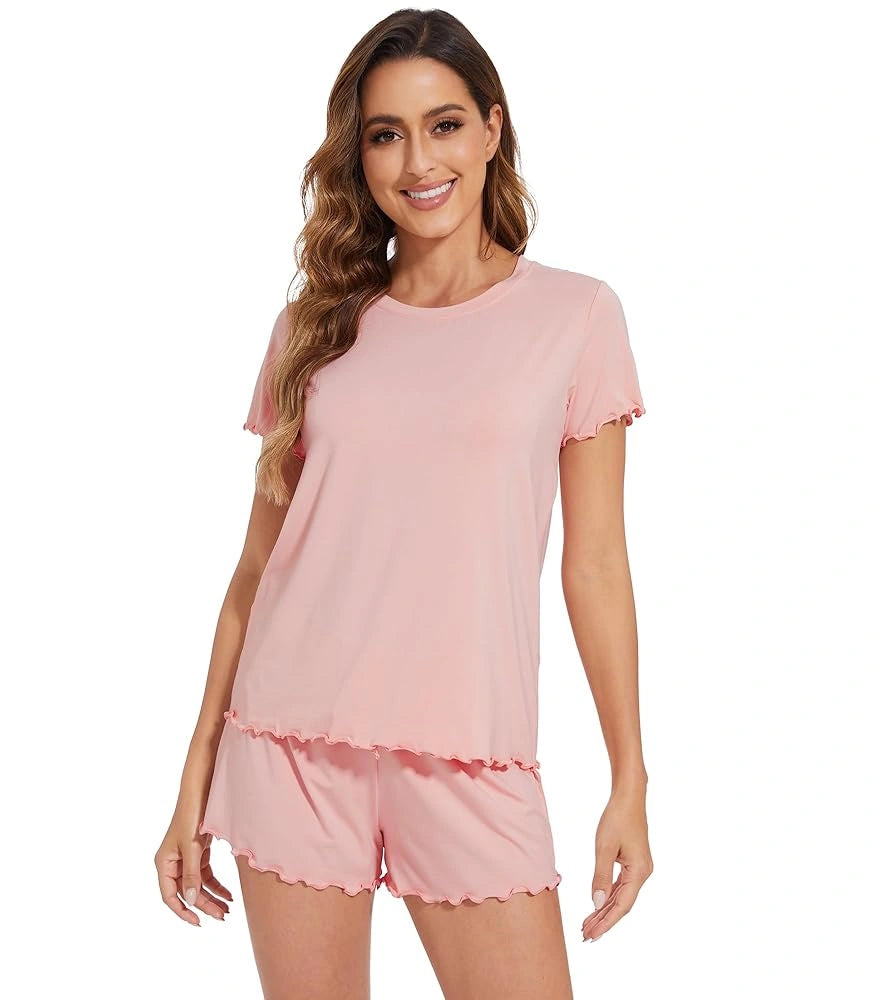 Women's Ruffle Short Sleeve Pajama Set