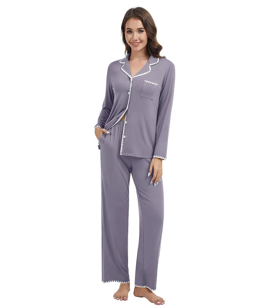 Women Piping Pajama Sets