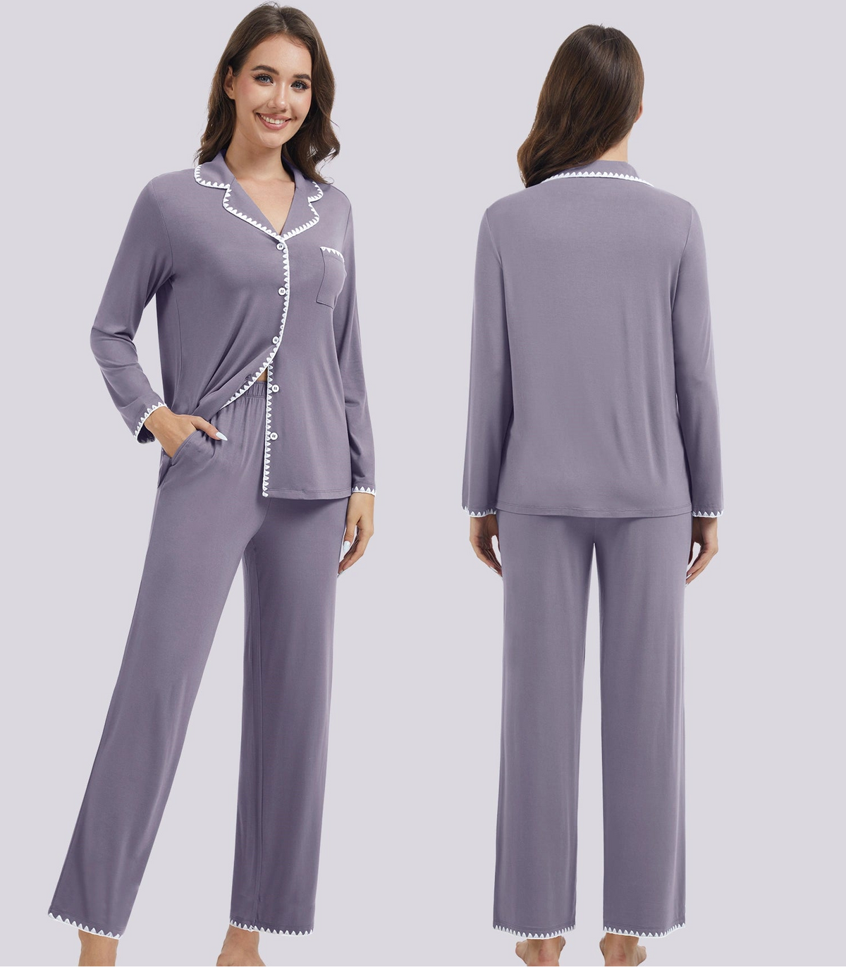 Women Piping Pajama Sets