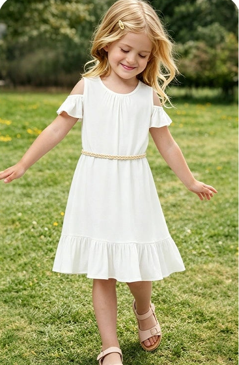 Cold‑Shoulder Short Sleeve Ruffle Dress