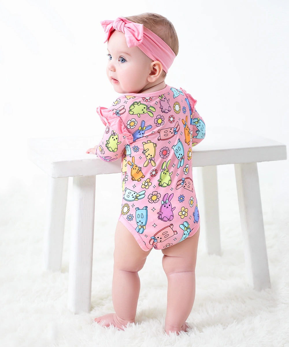 Baby Ruffle Onesie Bow Headband Set