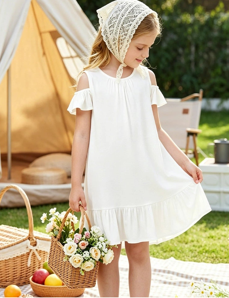 Cold‑Shoulder Short Sleeve Ruffle Dress