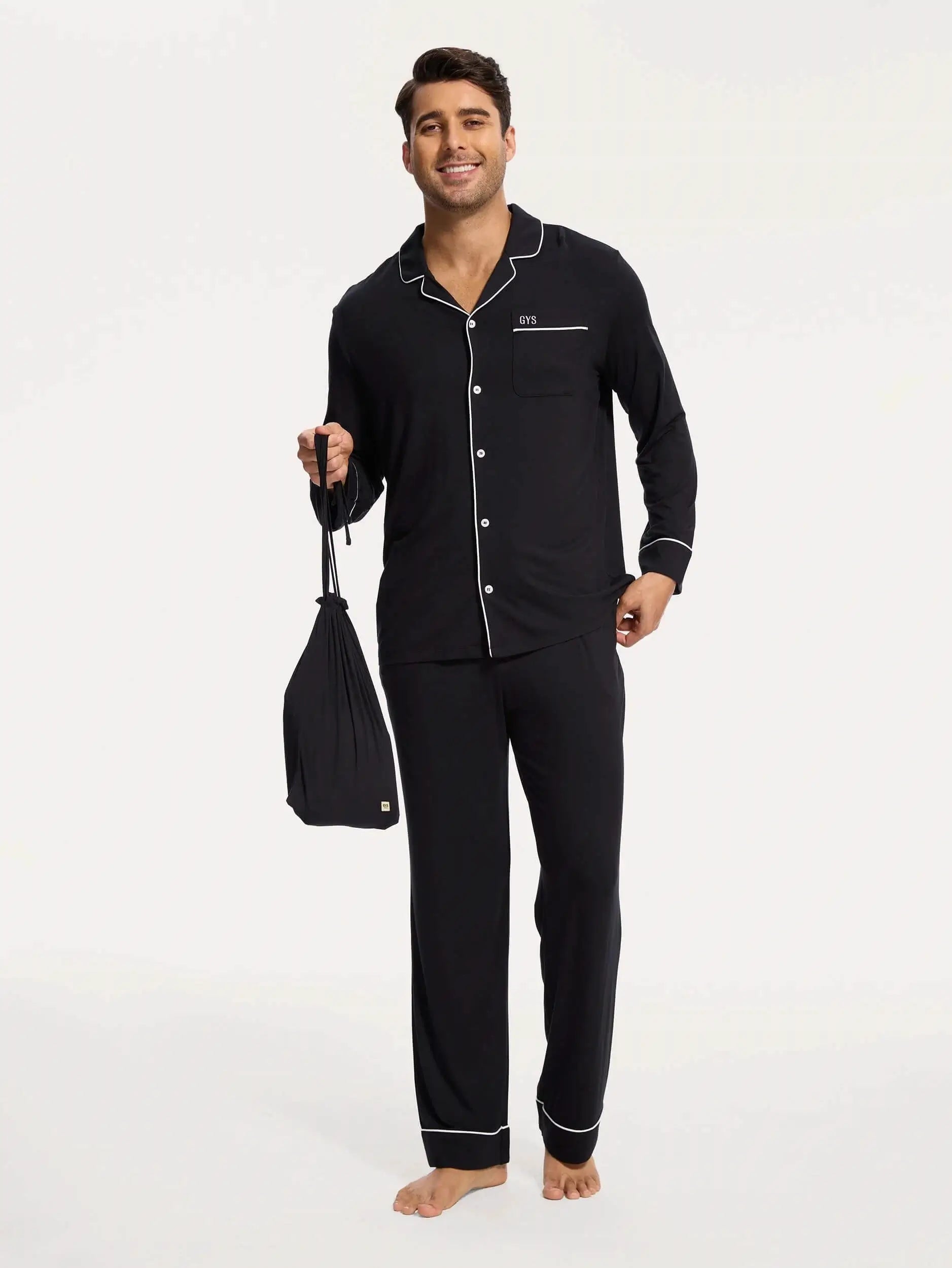 OEM men bamboo pajamas long sleeve