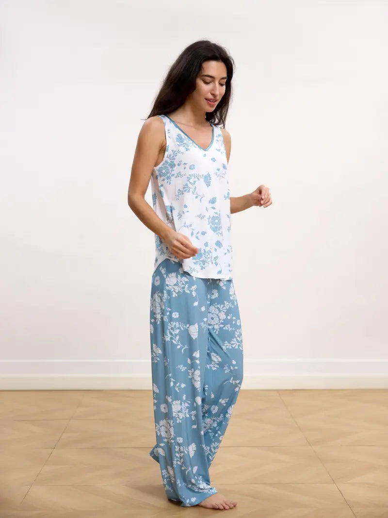 eco friendly bamboo sleepwear sleeveless lounge set wholesale
