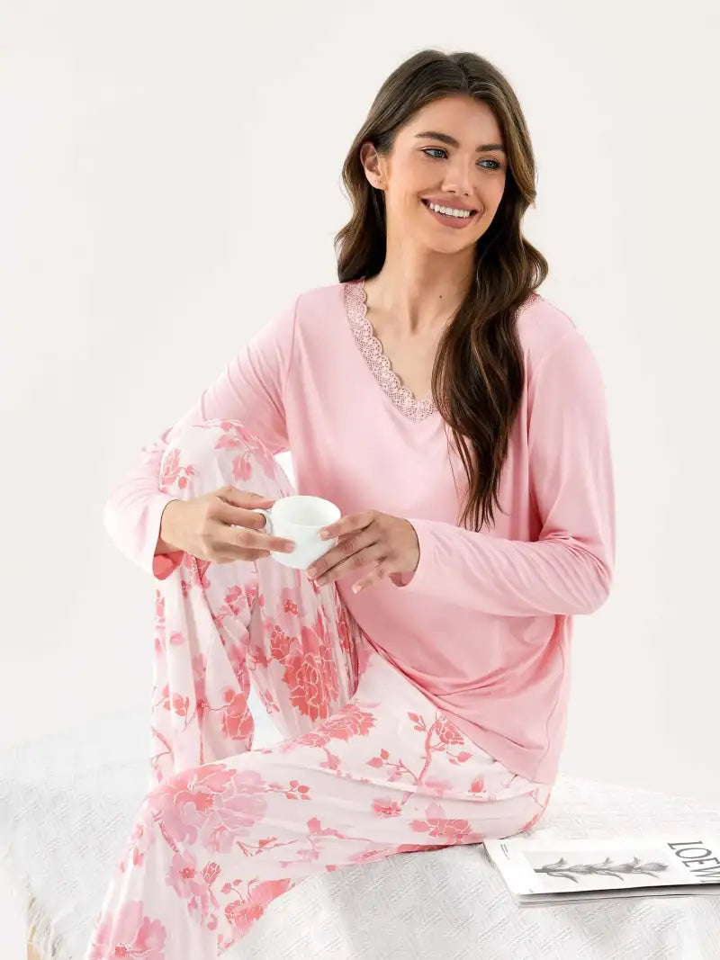 bamboo lace sleepwear women private label pyjamas supplier