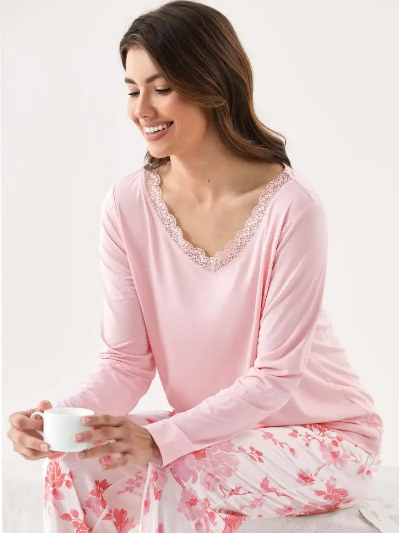 soft bamboo fabric lace trim pajamas bulk wholesale vendor