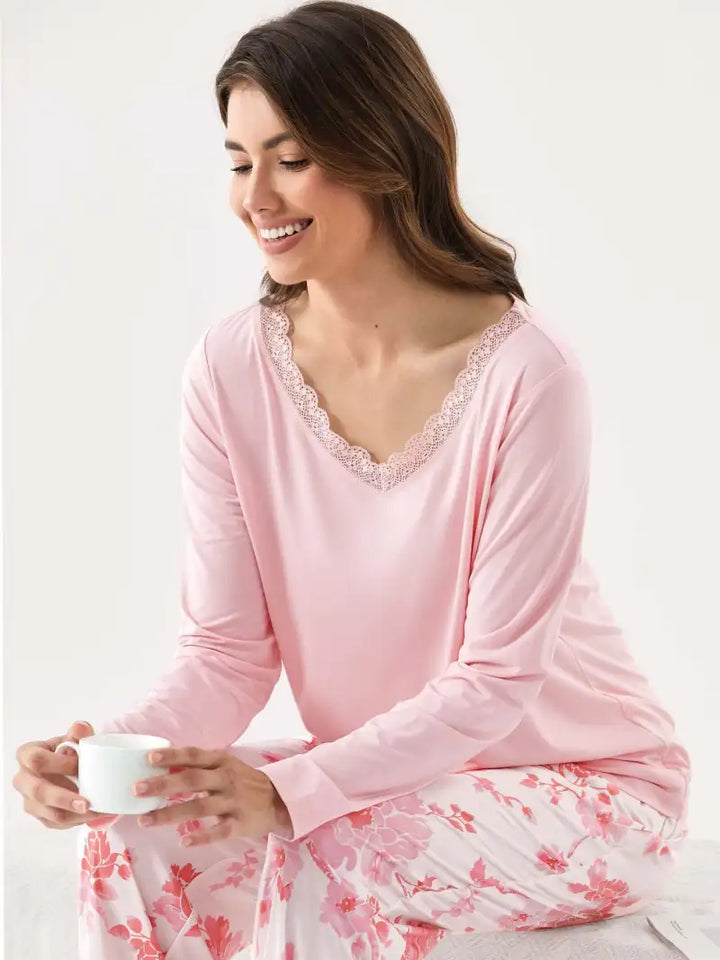 soft bamboo fabric lace trim pajamas bulk wholesale vendor