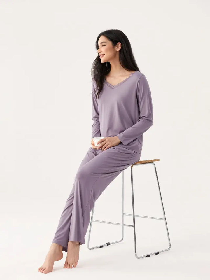 lace detail bamboo camisole pajama set wholesale manufacturer