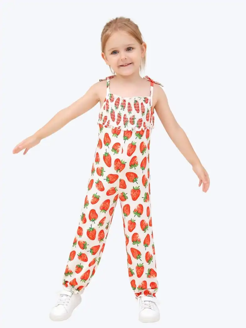 Custom Full Printing Girl's Sleeveless Bamboo Romper Wholesale