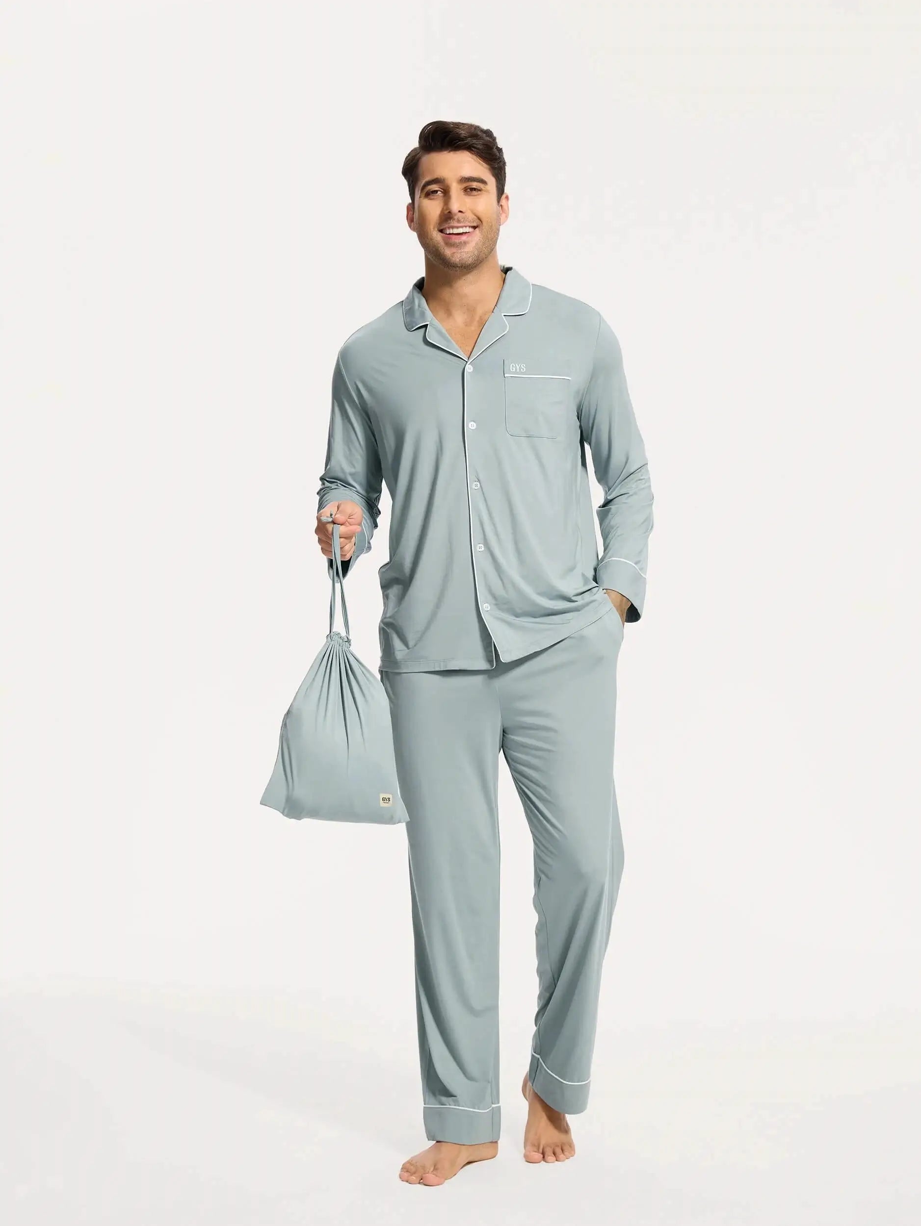 Wholesale men’s bamboo viscose long sleeve pajama sets