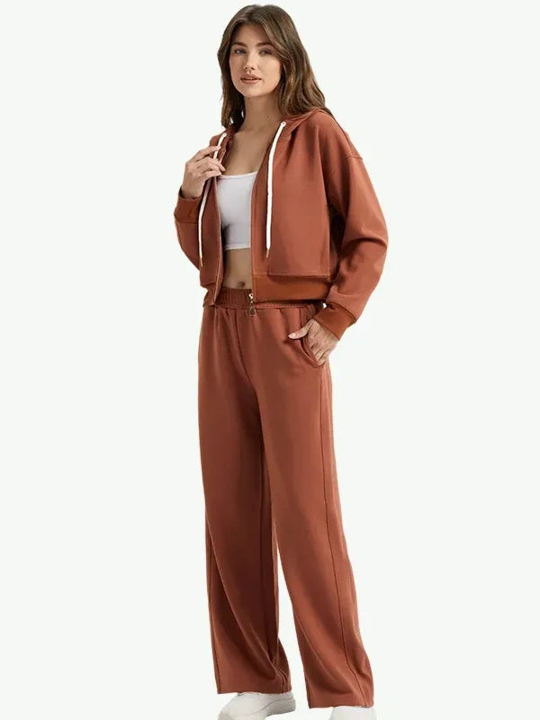bulk cotton women loungewear set full zip hoodie