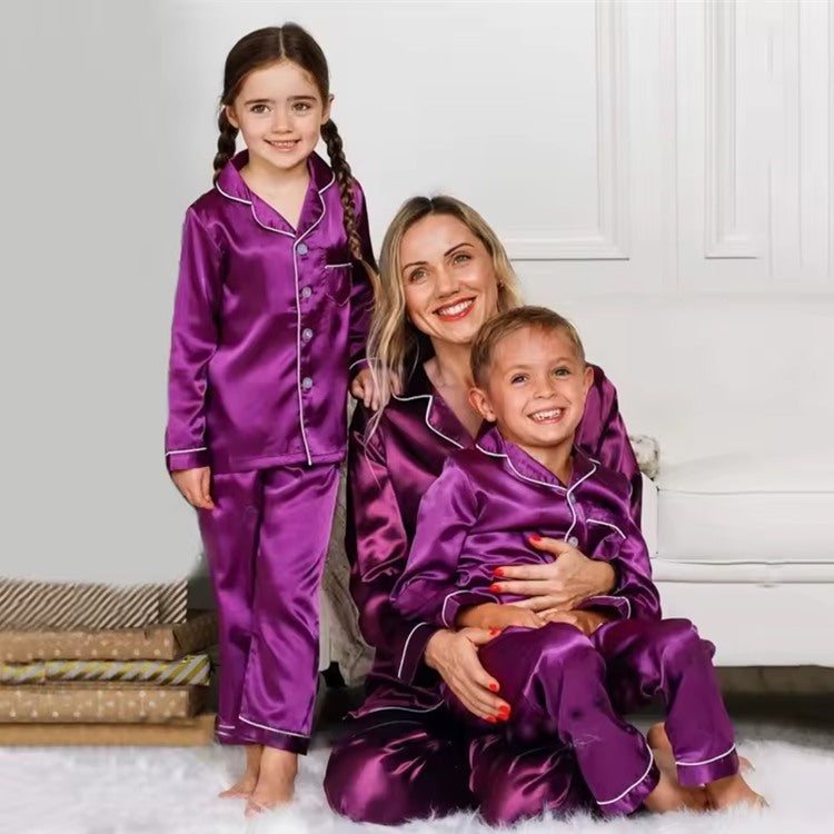 Custom Logo Silk Pajamas Sets Family Pure Silk Pyjamas Manufacturer