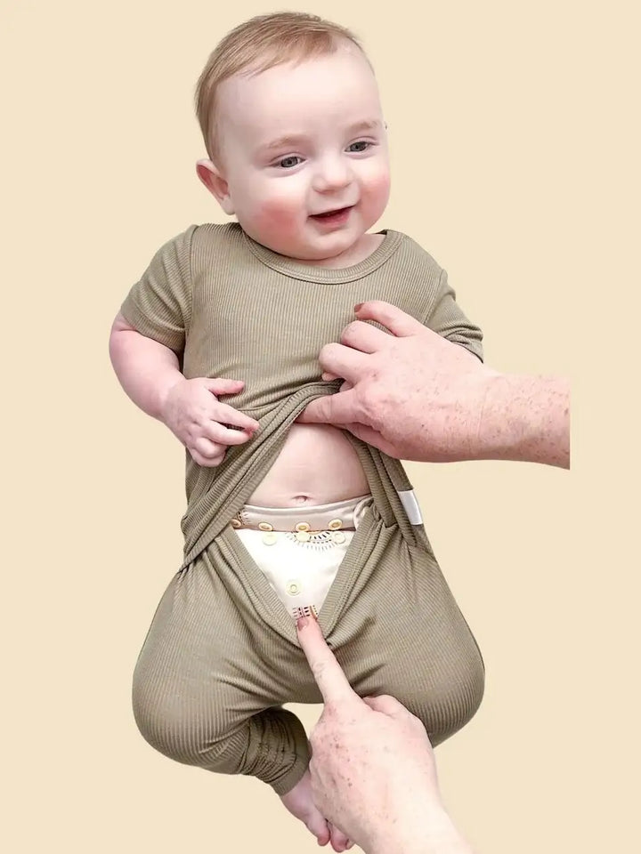 private label bamboo front opening baby romper
