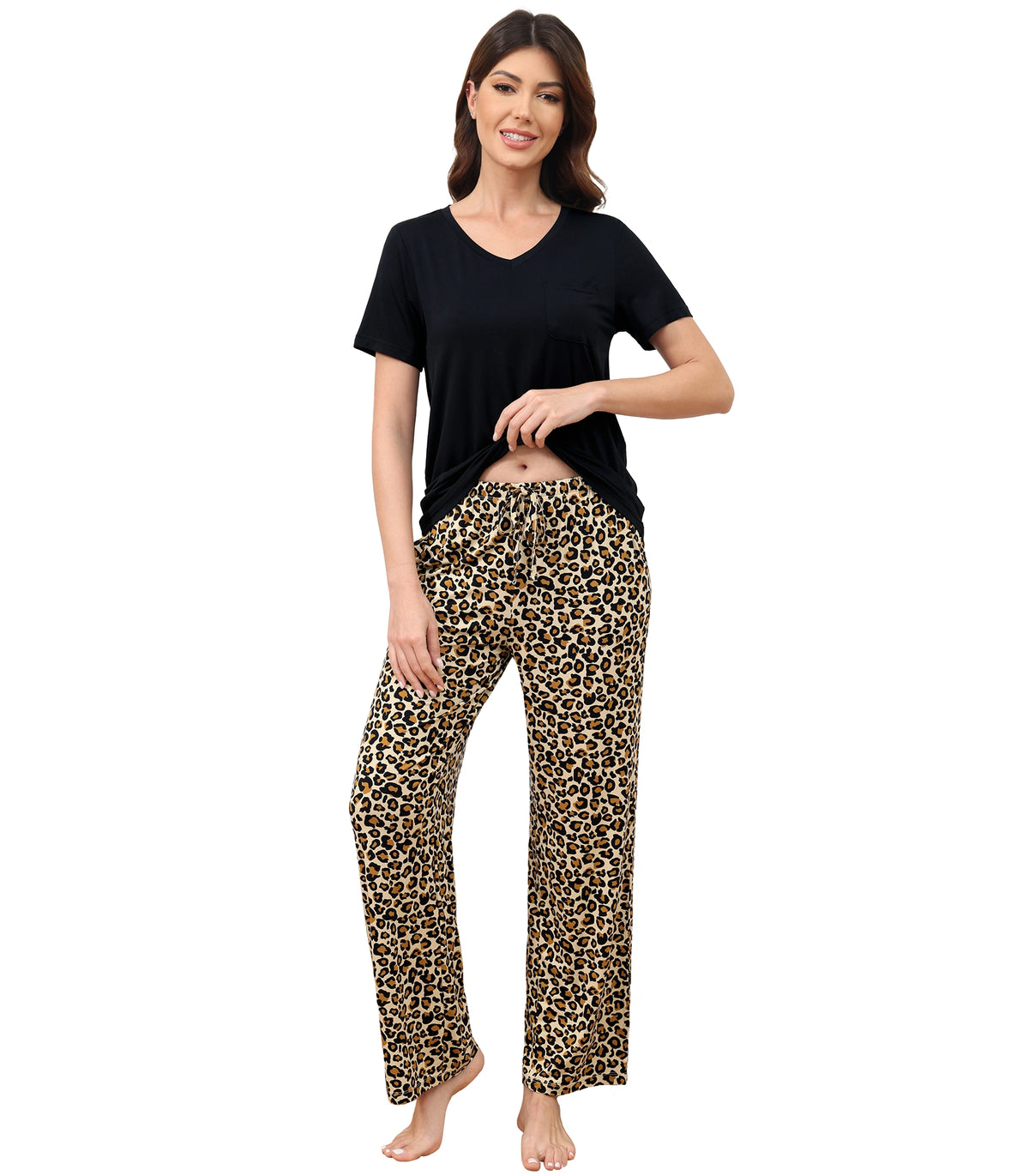 Black Top+Leopard Tan Pants