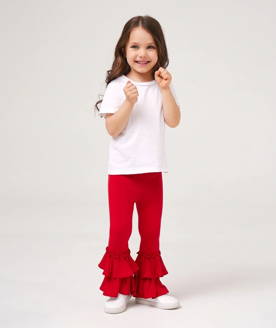 Girls Double Ruffle Flare Pants
