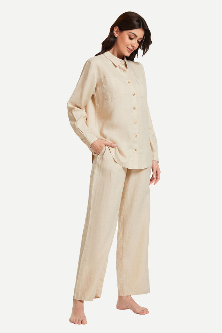 Hemp Casual Long-Sleeve Pajamas Loungewear Manufacturer- 2213810183