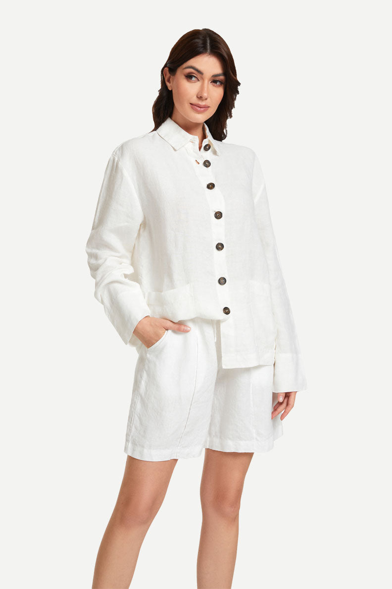 Wholesale Casual Hemp Long Sleeves And Short Women Pajama-2215580073