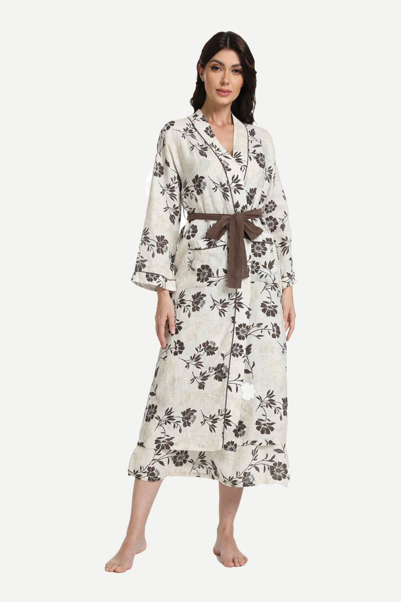 Hemp Linen Women’s Woven Bathrobe Nightgown Supplier-2211740205