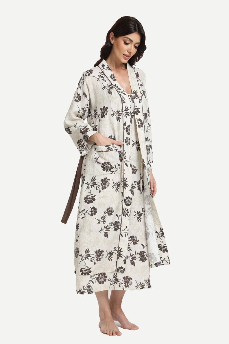 Hemp Linen Women’s Woven Bathrobe Nightgown Supplier-2211740205