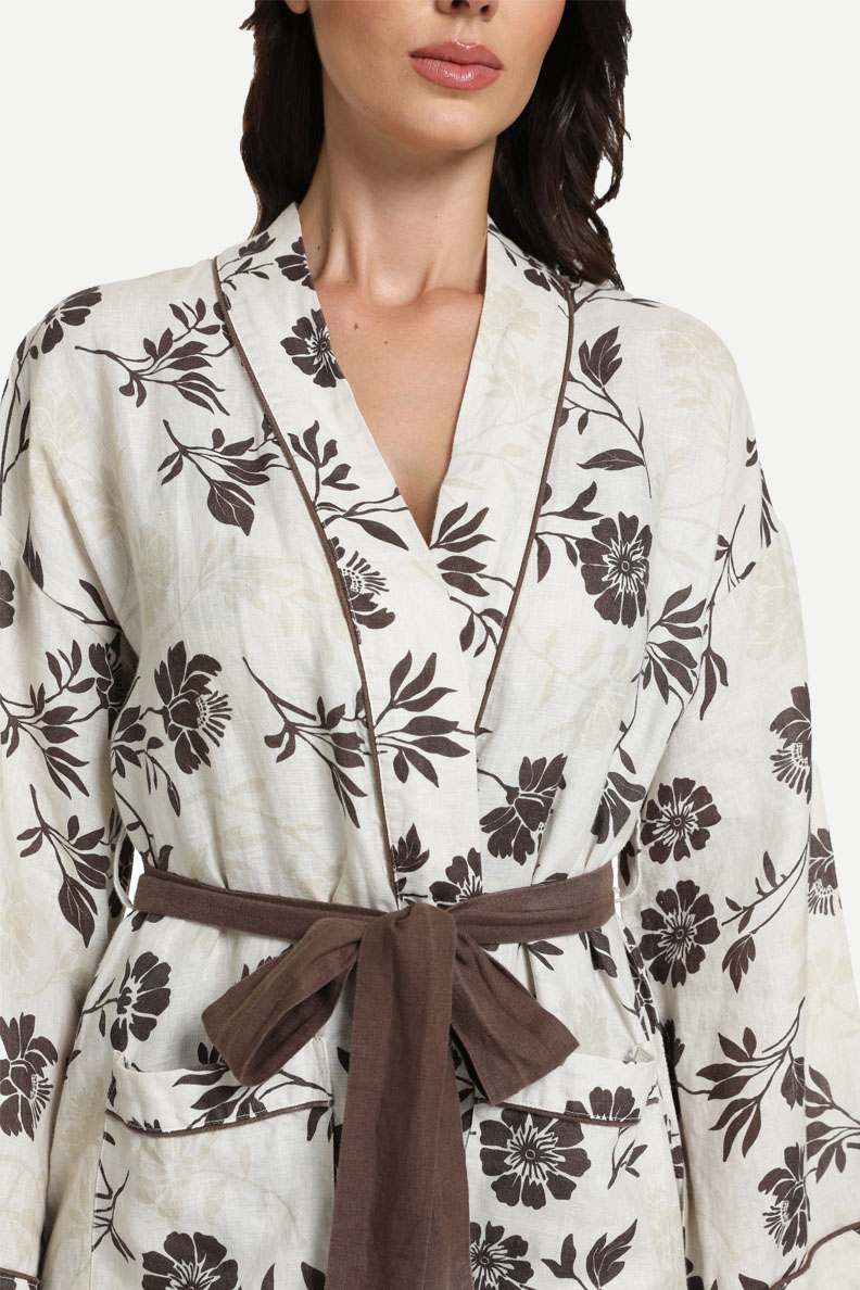 Hemp Linen Women’s Woven Bathrobe Nightgown Supplier-2211740205