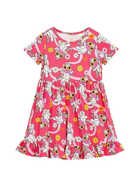 Toddler Girls Short Sleeve Summer Dress Bamboo Twirl Dress Wholesale