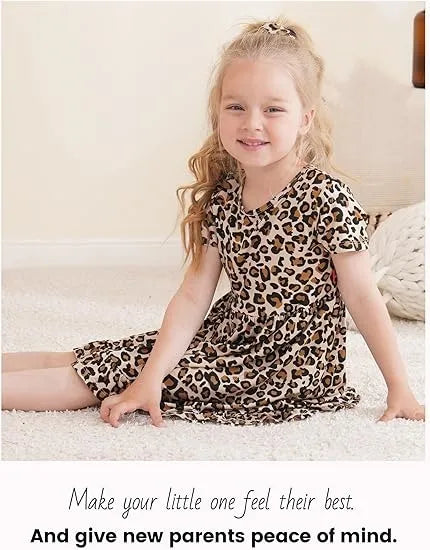 Cheetah Pattern Children's Short Sleeve Twirl Dress Wholesale