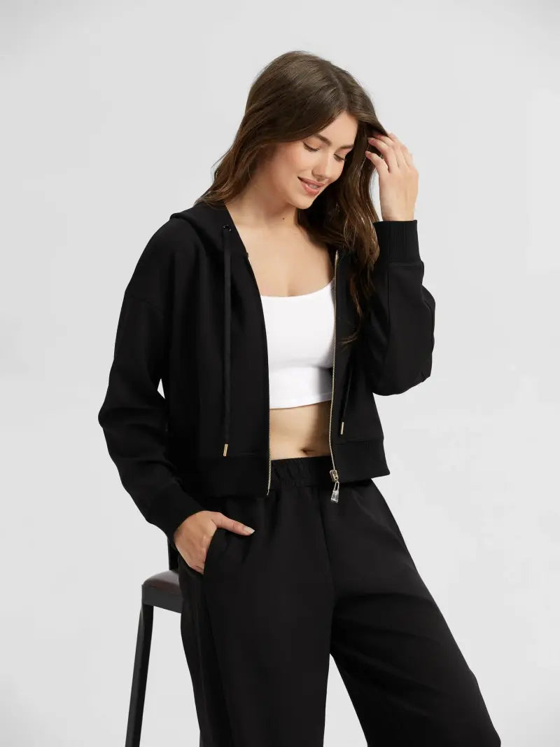 Lenzing modal hoodie sets supplier 
women zip up loungewear wholesale