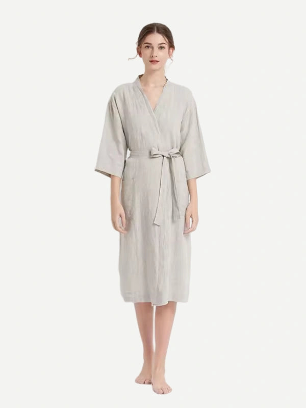 Linen Robes Wholesale Women Linen Bathrobe Factory Manufacturer