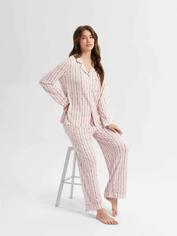 high end bamboo striped pajama set bulk production