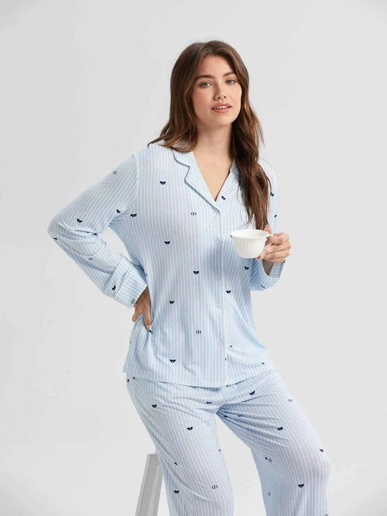 bamboo striped pjs set custom private label manufacturer