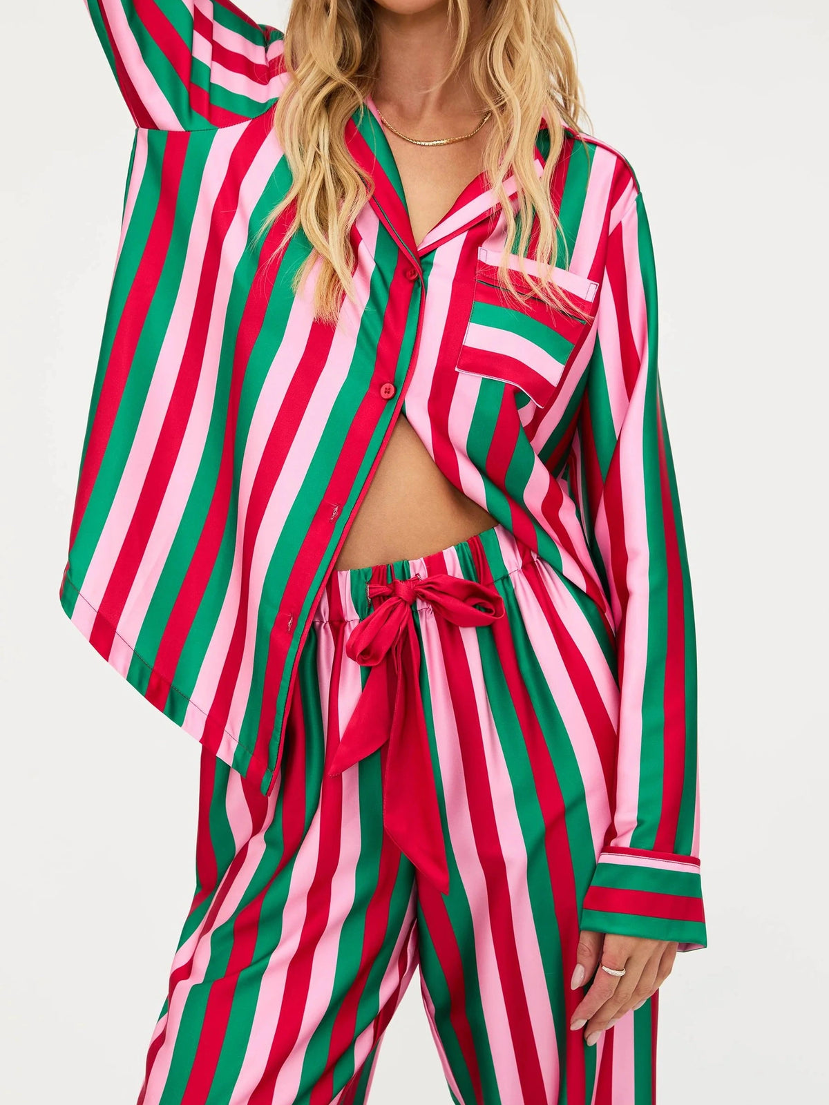 Luxury striped pajama set wholesale