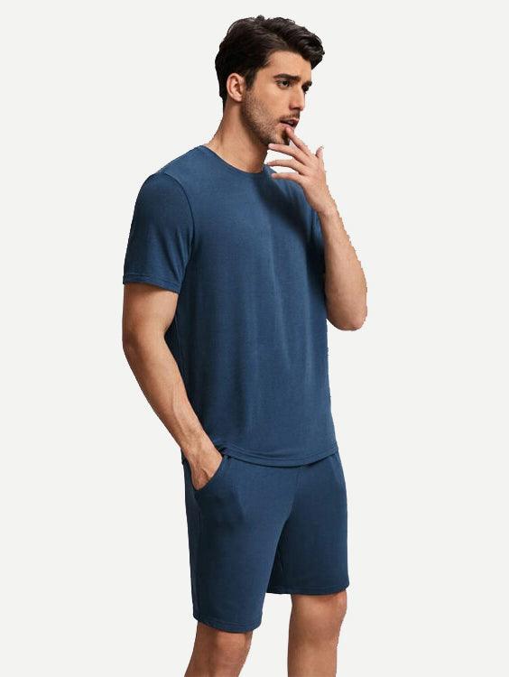 Classic Men Soft Bamboo Short Pj Sleepwear Pajamas Set