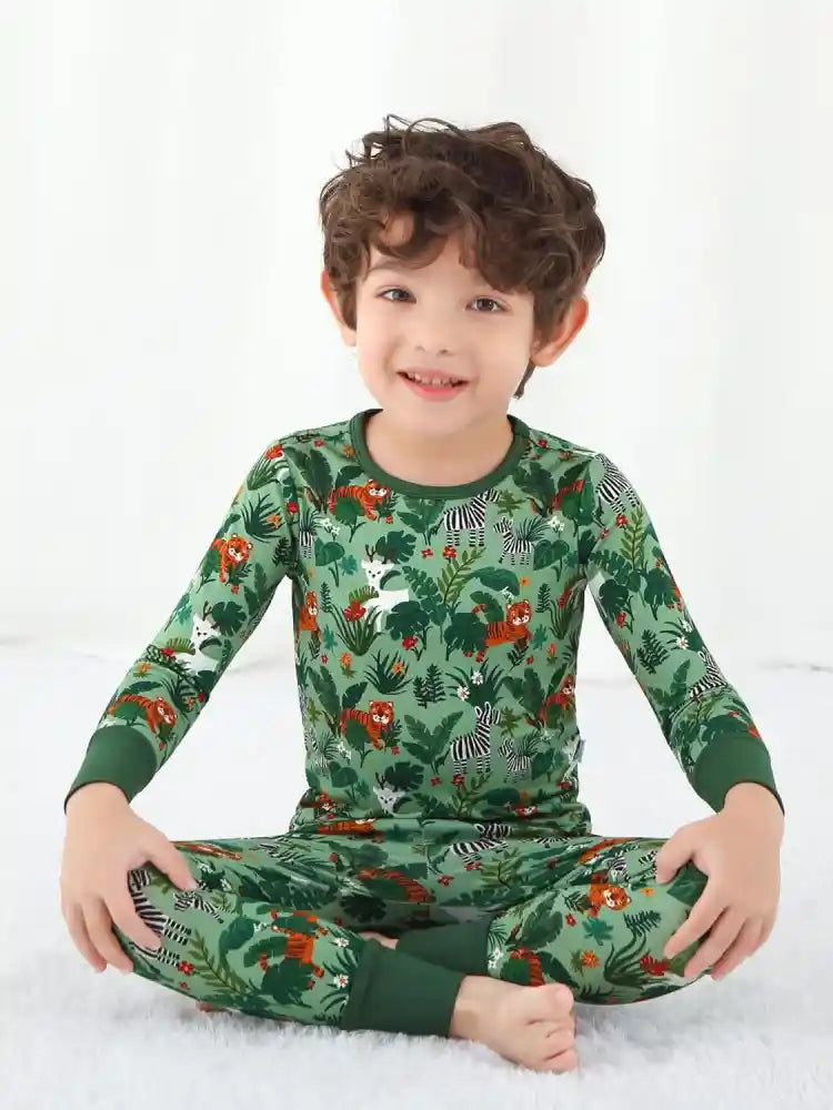 Bulk organic kids PJs with custom prints and private labeling.