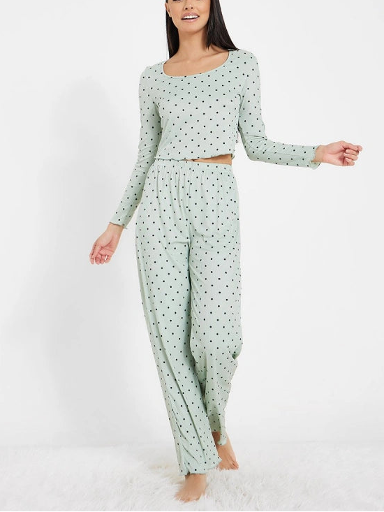 Pajama Manufacturing Polka Dot Cotton Pajama Sets Wholesale