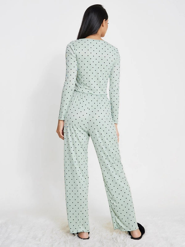 Pajama Manufacturing Polka Dot Cotton Pajama Sets Wholesale