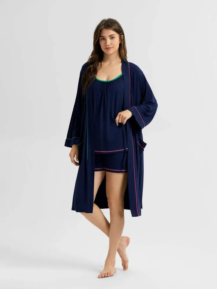 personalized women pjs wholesale multi color piping bathrobe supplier
