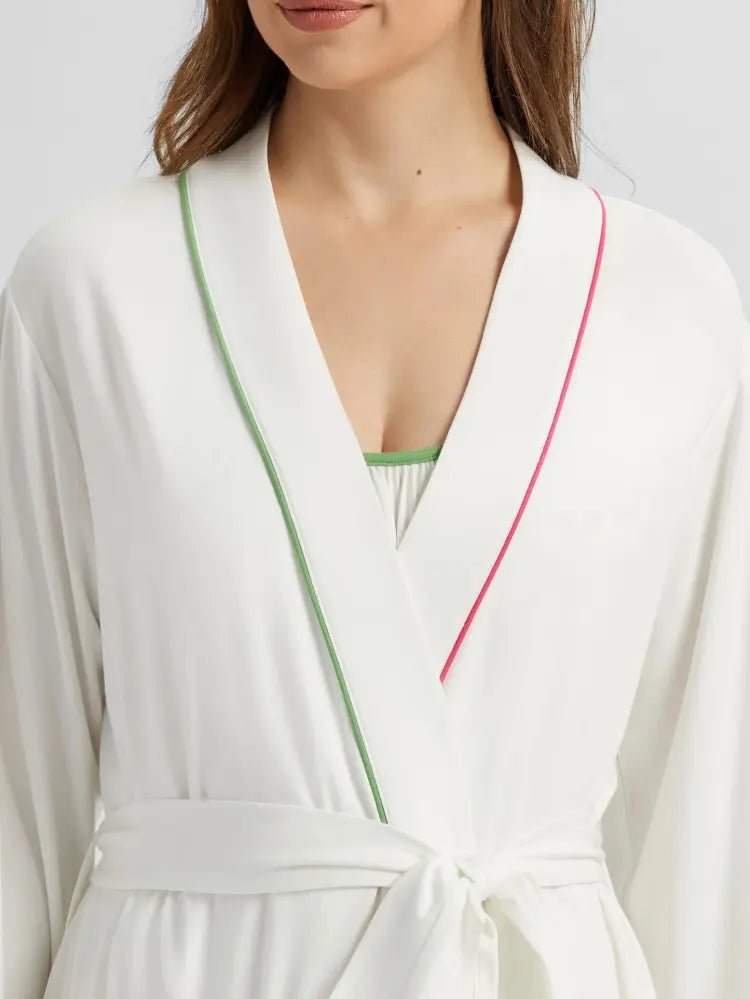 Personalised Pjs Women Multi-Color Piping Bathrobe Wholesale